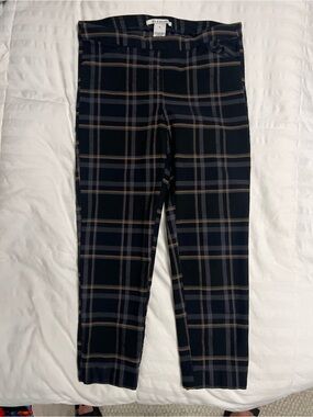 Zac & Rachel Black Plaid Ankle Pants with Tan and Gray Stripes